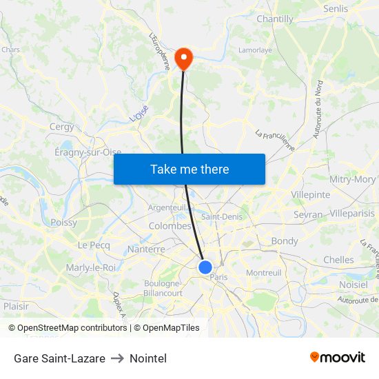 Gare Saint-Lazare to Nointel map