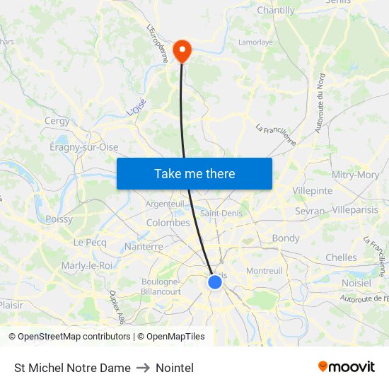 St Michel Notre Dame to Nointel map