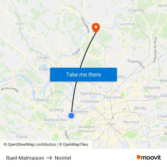 Rueil-Malmaison to Nointel map