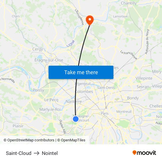 Saint-Cloud to Nointel map