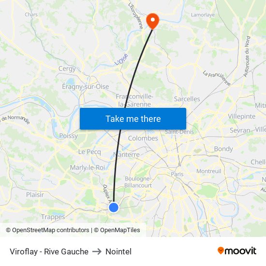 Viroflay - Rive Gauche to Nointel map