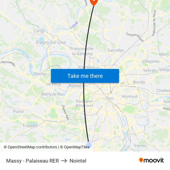 Massy - Palaiseau RER to Nointel map