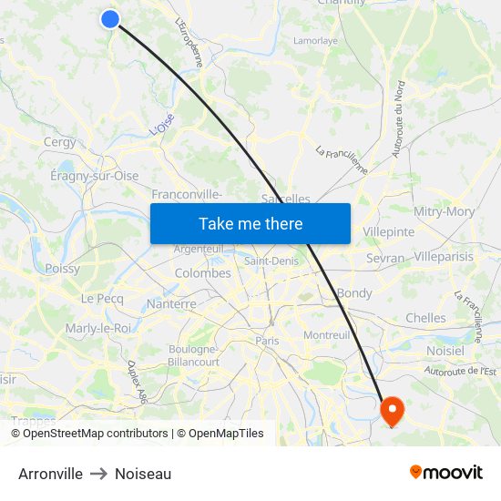 Arronville to Noiseau map