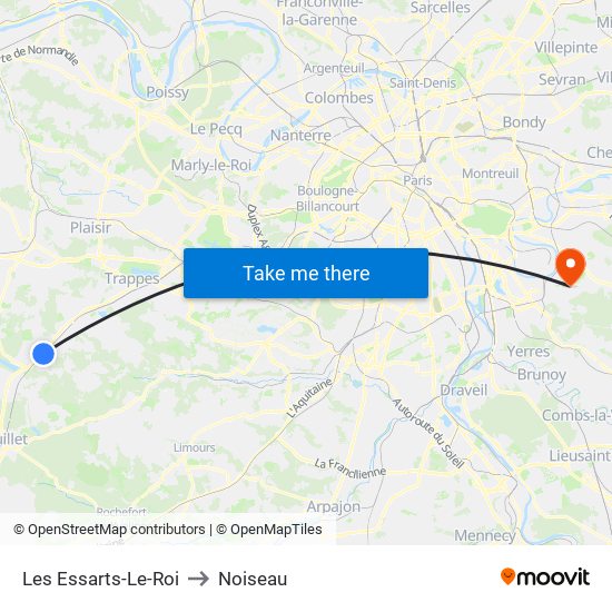 Les Essarts-Le-Roi to Noiseau map