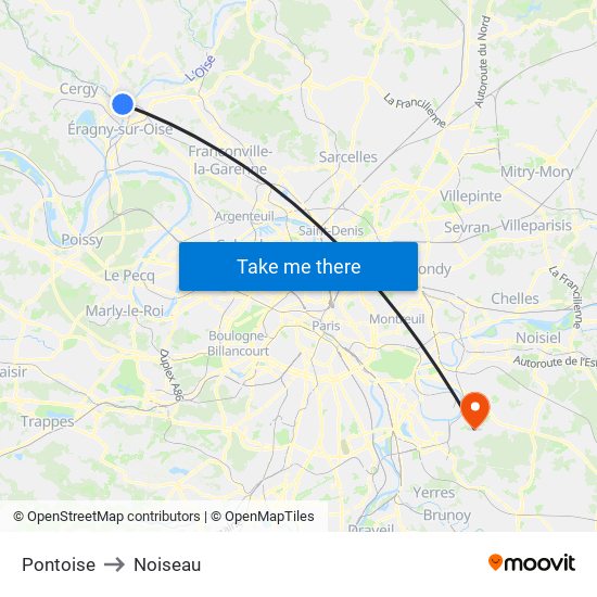 Pontoise to Noiseau map
