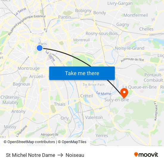 St Michel Notre Dame to Noiseau map