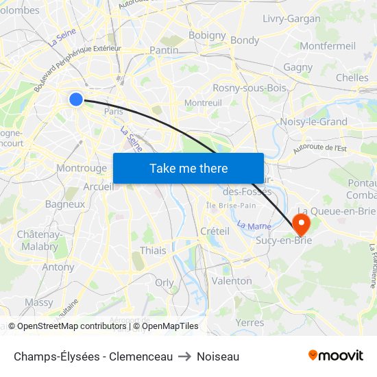 Champs-Élysées - Clemenceau to Noiseau map