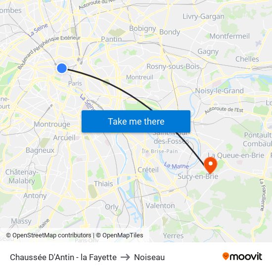 Chaussée D'Antin - la Fayette to Noiseau map