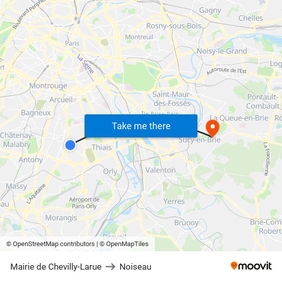 Mairie de Chevilly-Larue to Noiseau map