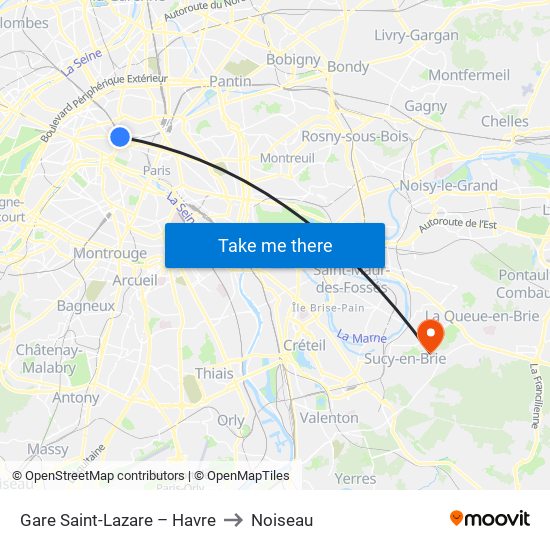 Gare Saint-Lazare – Havre to Noiseau map