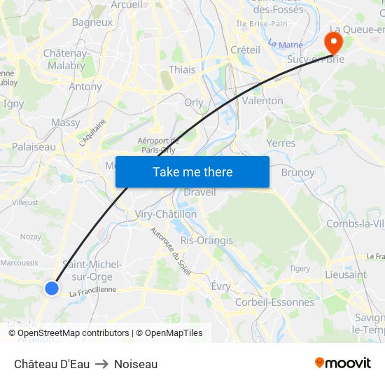 Château D'Eau to Noiseau map