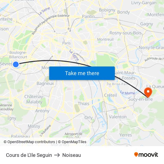 Cours de L'Ile Seguin to Noiseau map