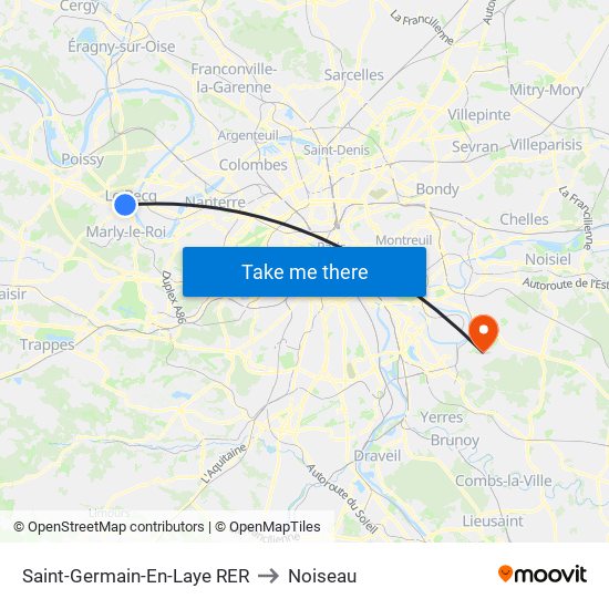 Saint-Germain-En-Laye RER to Noiseau map