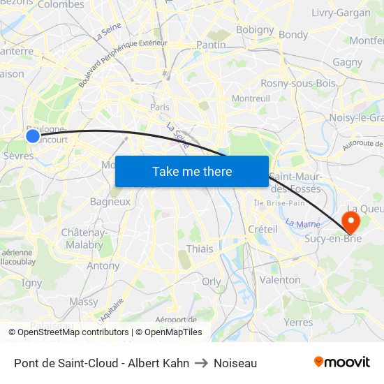 Pont de Saint-Cloud - Albert Kahn to Noiseau map