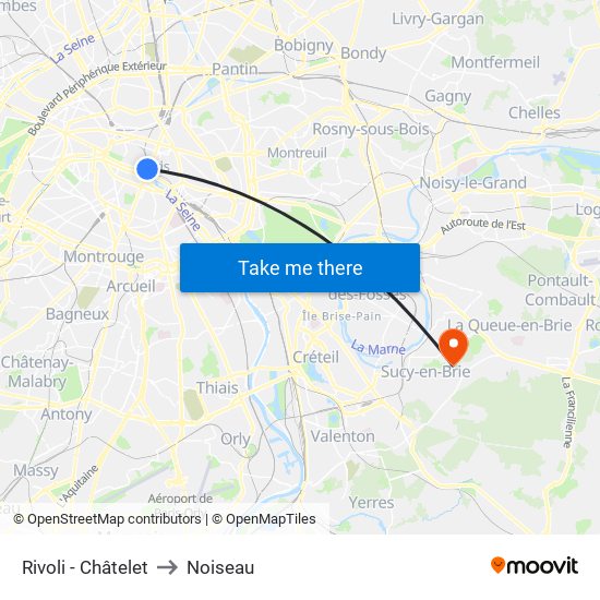 Rivoli - Châtelet to Noiseau map