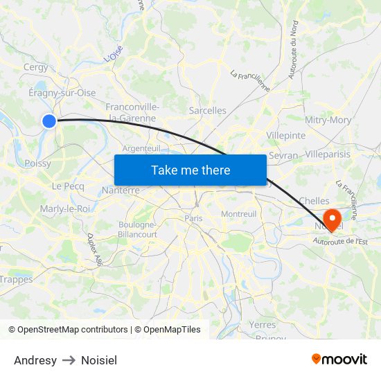 Andresy to Noisiel map