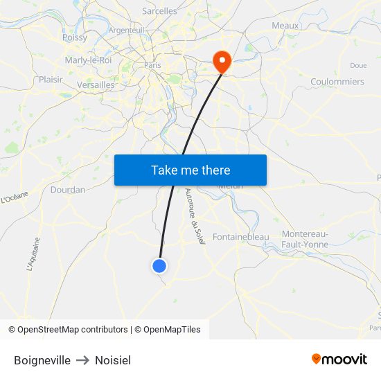 Boigneville to Noisiel map