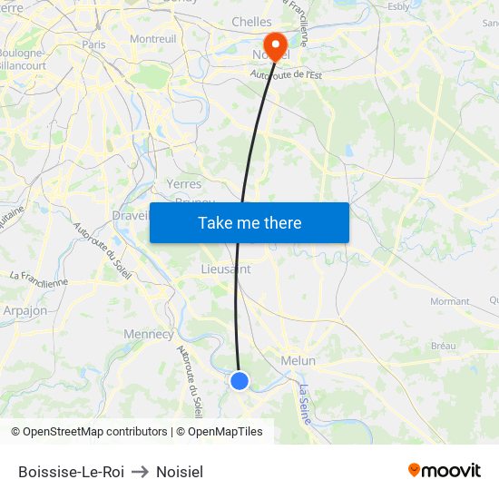 Boissise-Le-Roi to Noisiel map