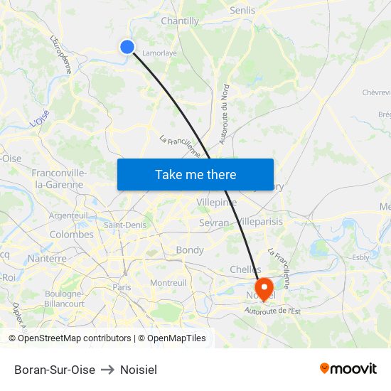 Boran-Sur-Oise to Noisiel map