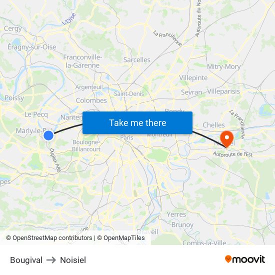 Bougival to Noisiel map