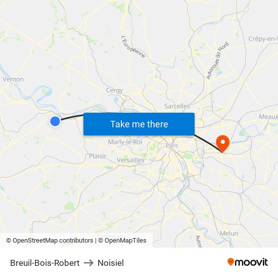 Breuil-Bois-Robert to Noisiel map