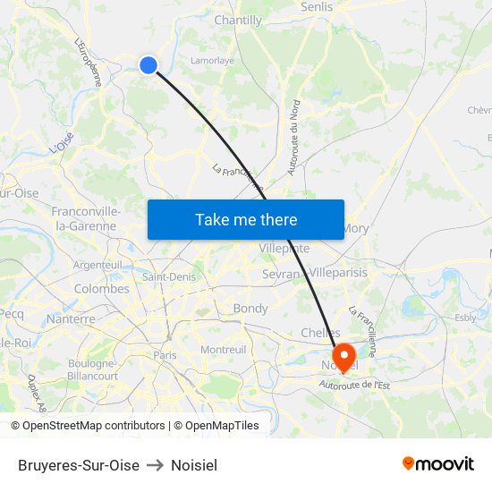 Bruyeres-Sur-Oise to Noisiel map
