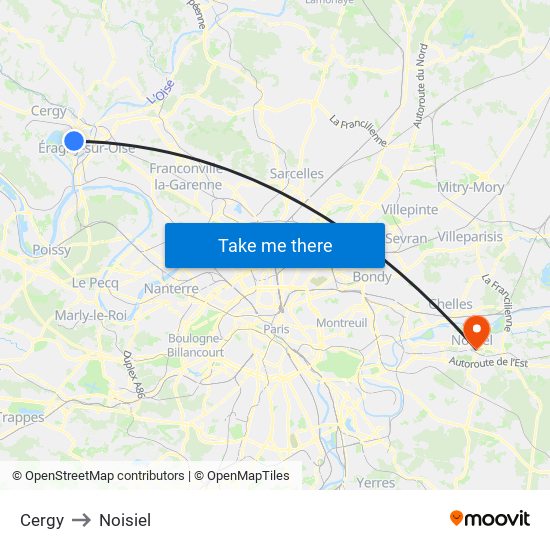 Cergy to Noisiel map