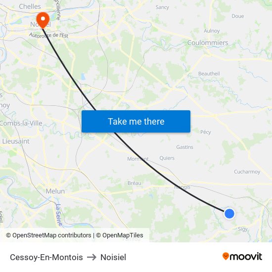 Cessoy-En-Montois to Noisiel map
