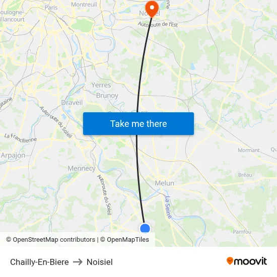 Chailly-En-Biere to Noisiel map