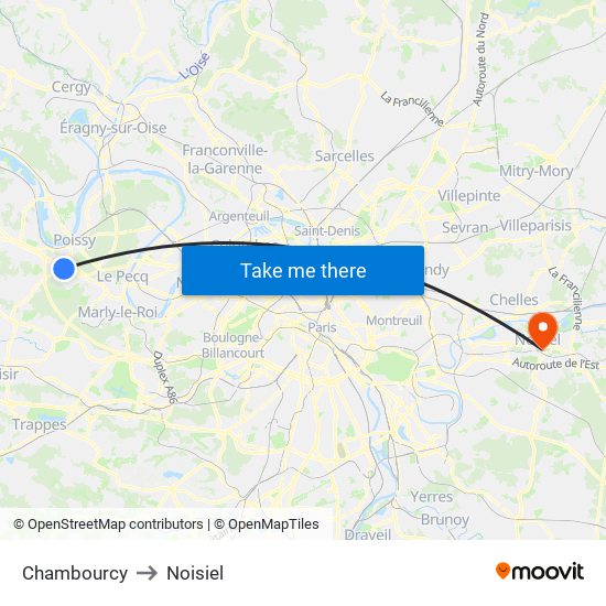 Chambourcy to Noisiel map