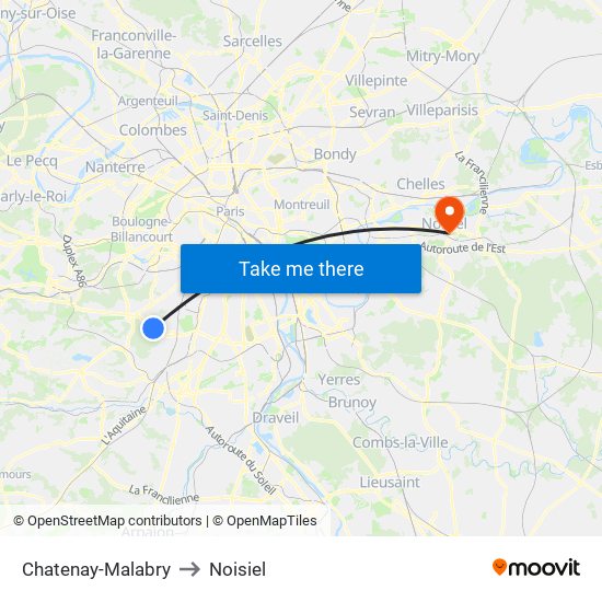 Chatenay-Malabry to Noisiel map
