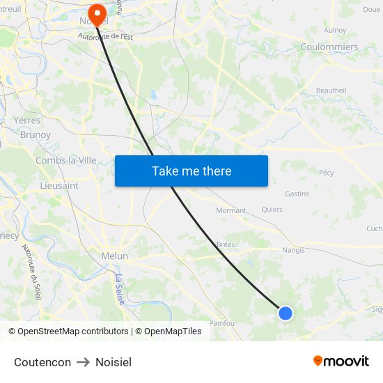 Coutencon to Noisiel map