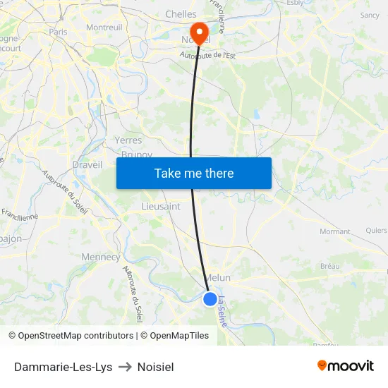Dammarie-Les-Lys to Noisiel map