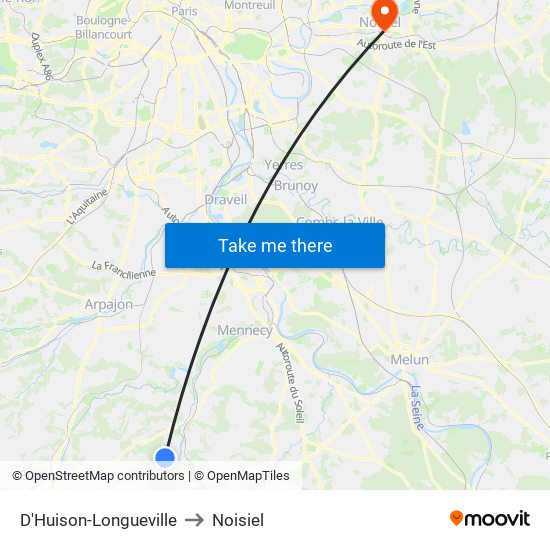 D'Huison-Longueville to Noisiel map