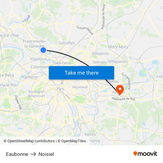Eaubonne to Noisiel map