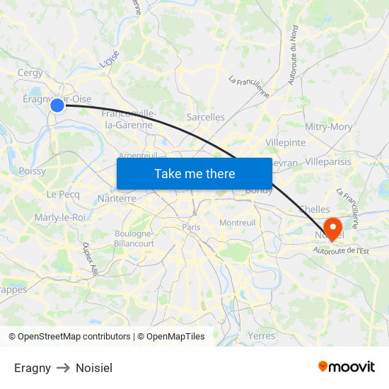 Eragny to Noisiel map
