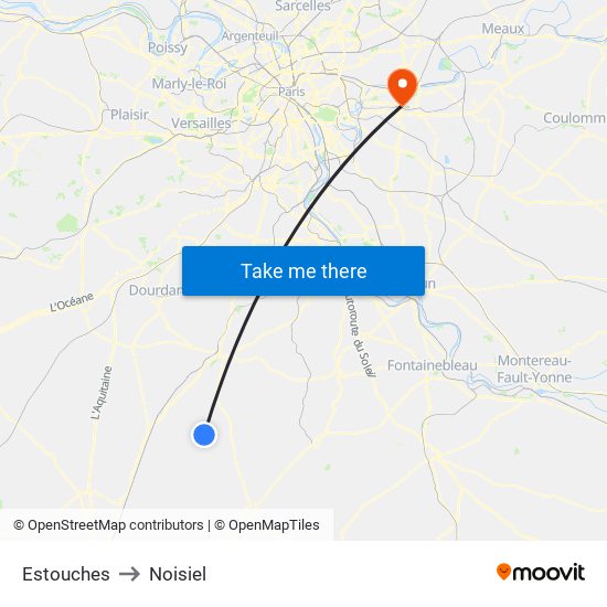 Estouches to Noisiel map