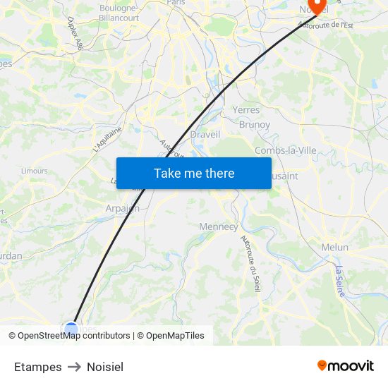 Etampes to Noisiel map