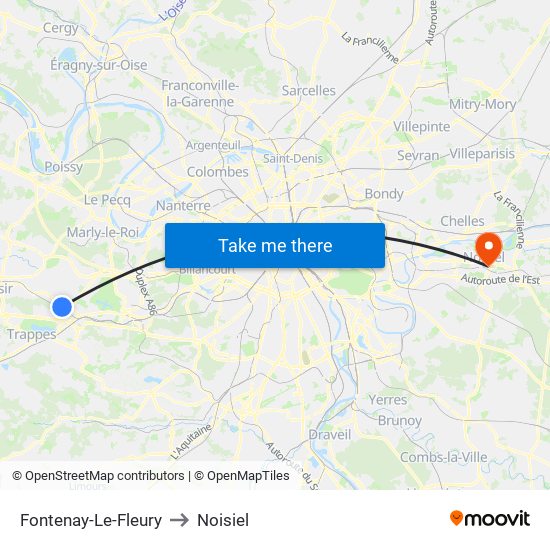Fontenay-Le-Fleury to Noisiel map