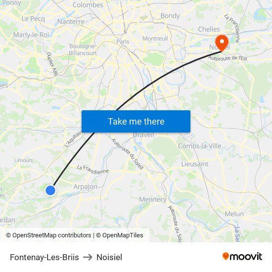 Fontenay-Les-Briis to Noisiel map