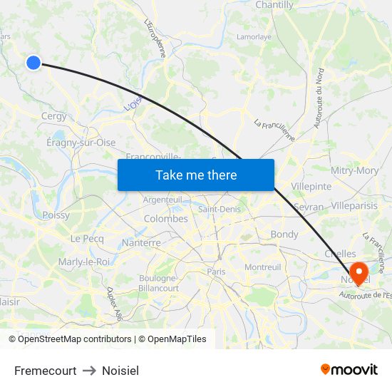 Fremecourt to Noisiel map