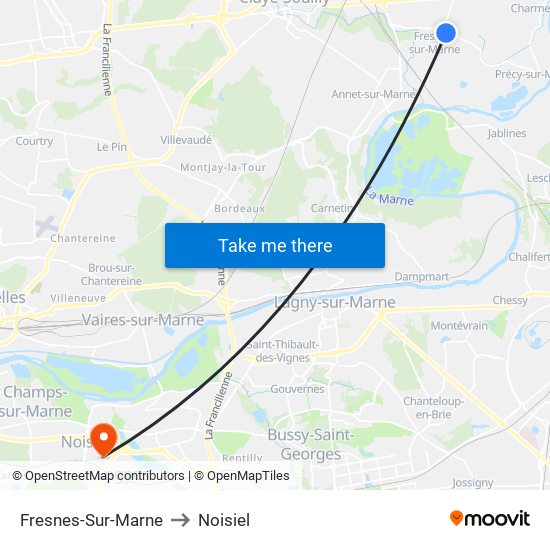 Fresnes-Sur-Marne to Noisiel map