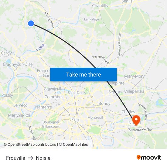 Frouville to Noisiel map