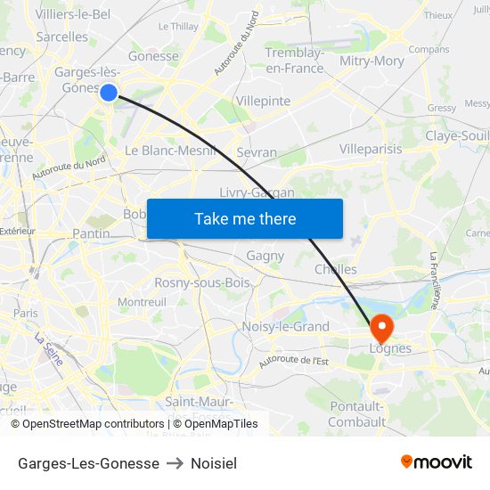 Garges-Les-Gonesse to Noisiel map