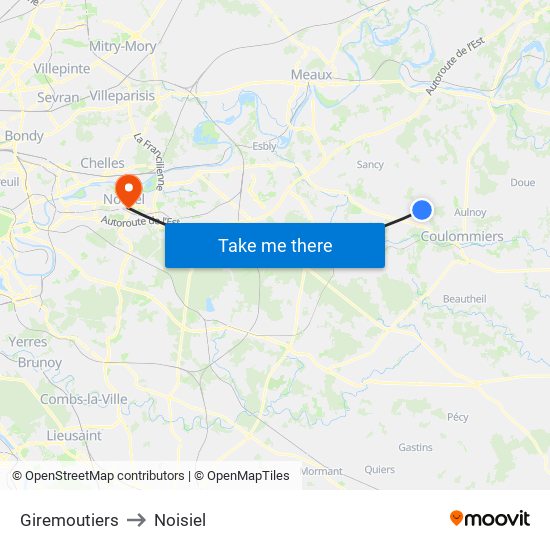Giremoutiers to Noisiel map