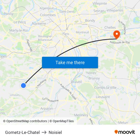 Gometz-Le-Chatel to Noisiel map