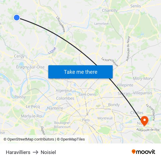Haravilliers to Noisiel map