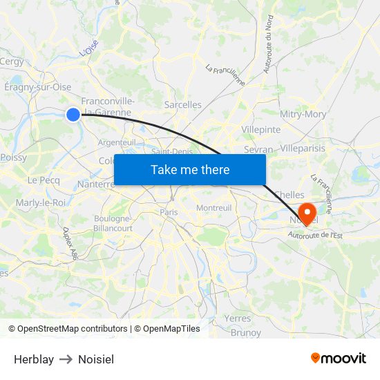 Herblay to Noisiel map