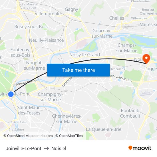 Joinville-Le-Pont to Noisiel map