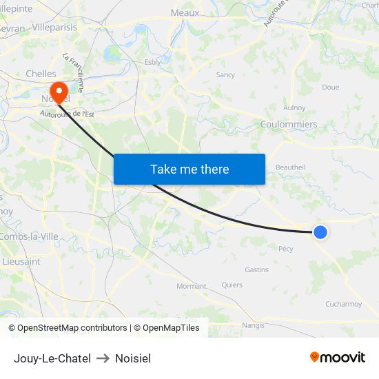 Jouy-Le-Chatel to Noisiel map